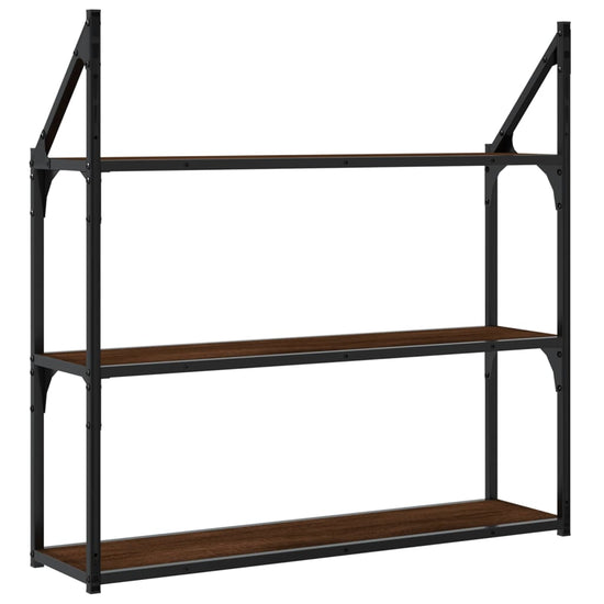 Wandrek 3-laags 80x21x78,5 cm bewerkt hout bruin eikenkleur MeubelReus