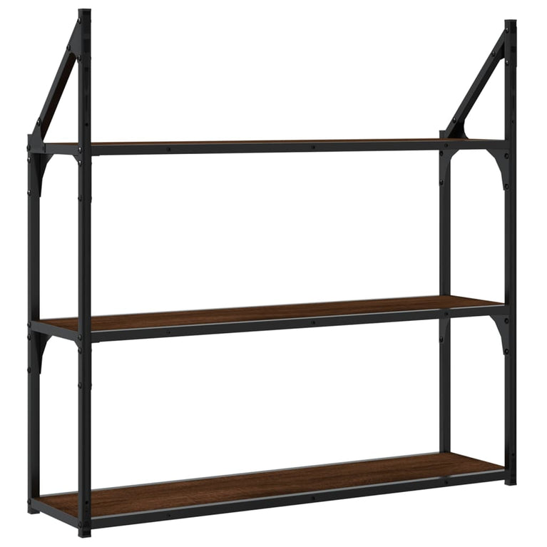 Wandrek 3-laags 80x21x78,5 cm bewerkt hout bruin eikenkleur MeubelReus