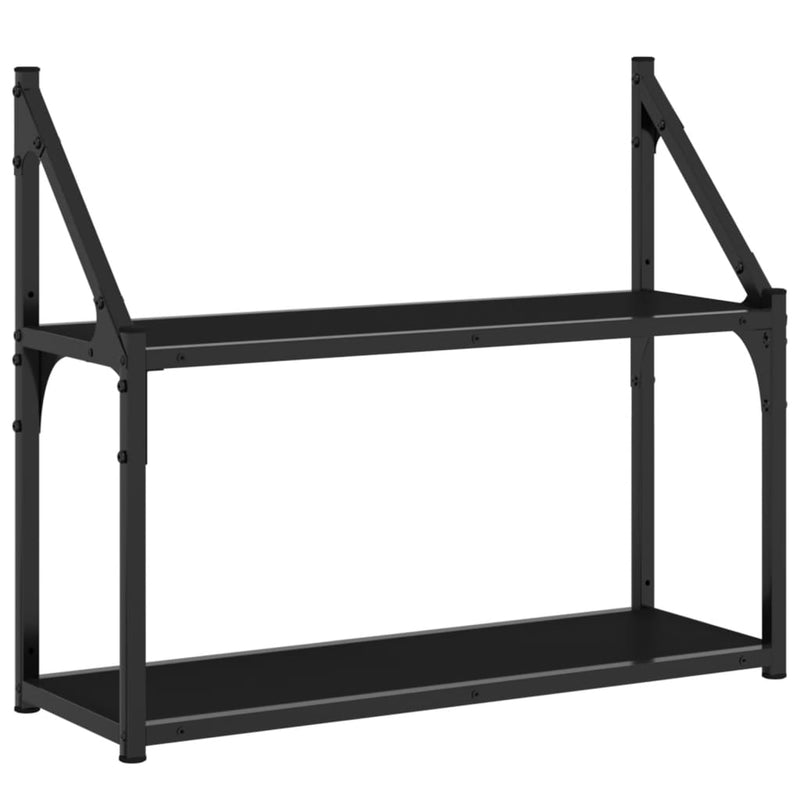 Wandrek 2-laags 60x21x51 cm bewerkt hout zwart MeubelReus