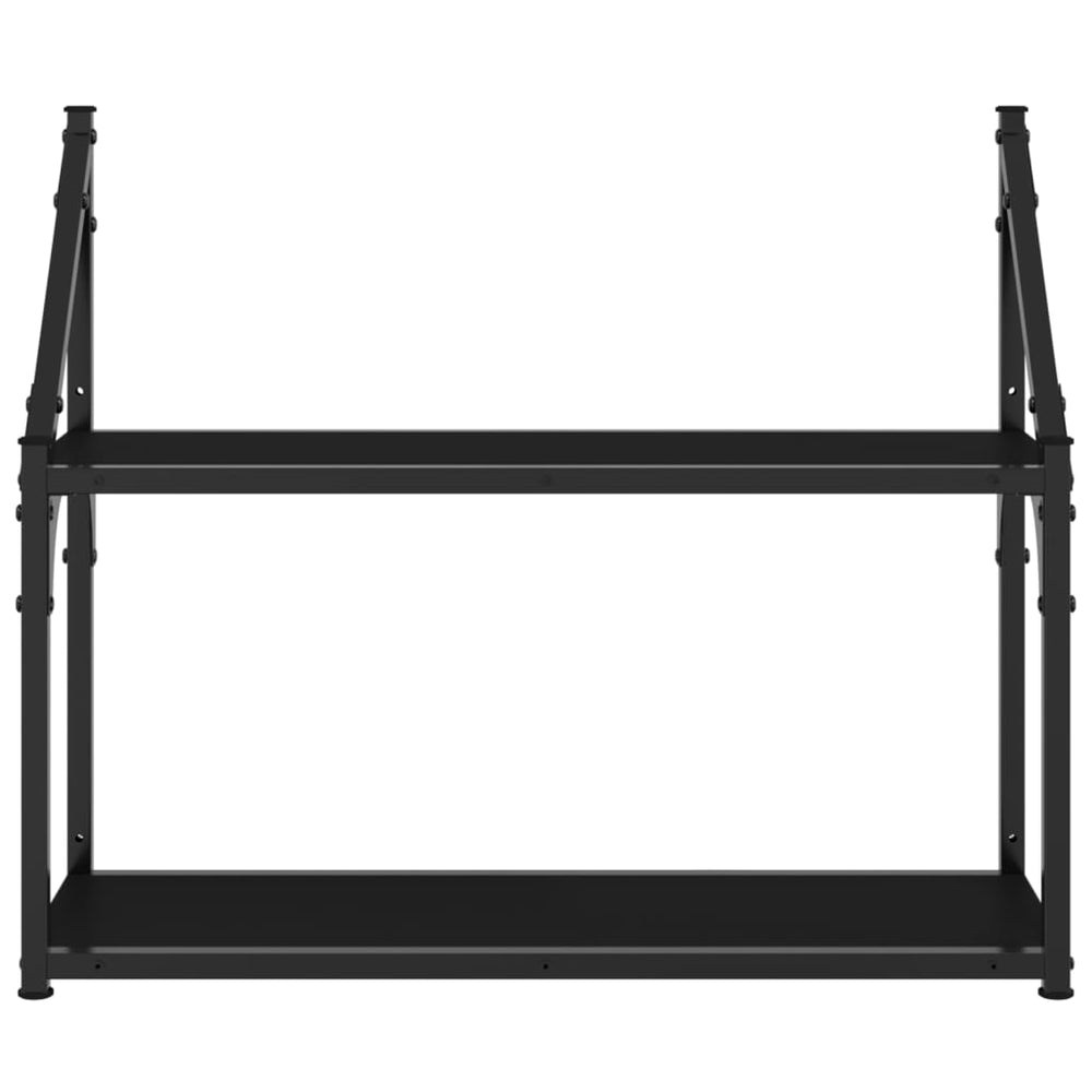 Wandrek 2-laags 60x21x51 cm bewerkt hout zwart MeubelReus