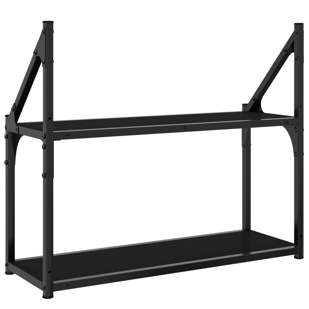 Wandrek 2-laags 60x21x51 cm bewerkt hout zwart MeubelReus