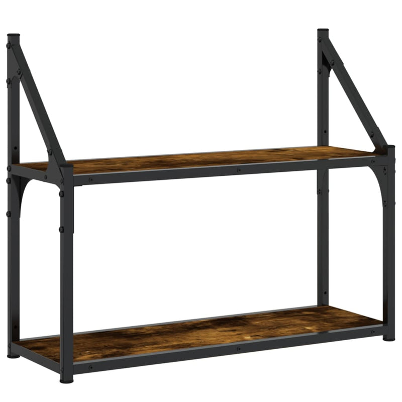 Wandrek 2-laags 60x21x51 cm bewerkt hout gerookt eikenkleurig MeubelReus