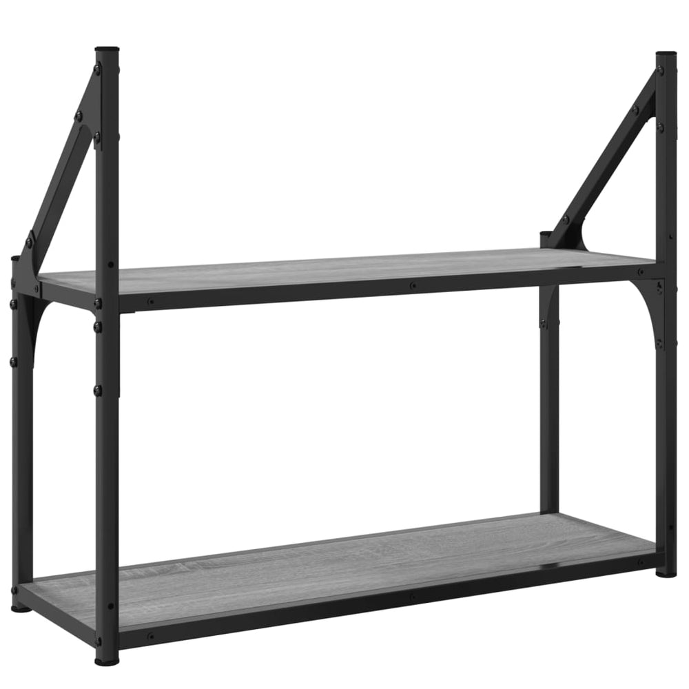 Wandrek 2-laags 60x21x51 cm bewerkt hout grijs sonoma MeubelReus