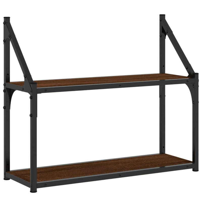 Wandrek 2-laags 60x21x51 cm bewerkt hout bruin eikenkleur MeubelReus