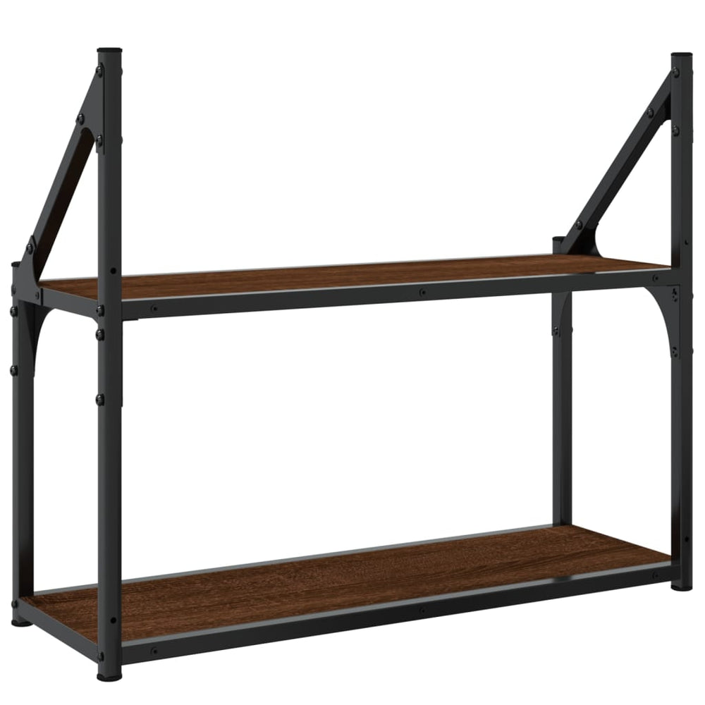 Wandrek 2-laags 60x21x51 cm bewerkt hout bruin eikenkleur MeubelReus