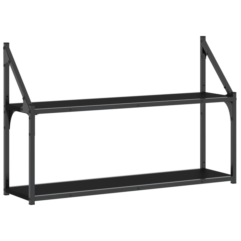 Wandrek 2-laags 80x21x51 cm bewerkt hout zwart MeubelReus