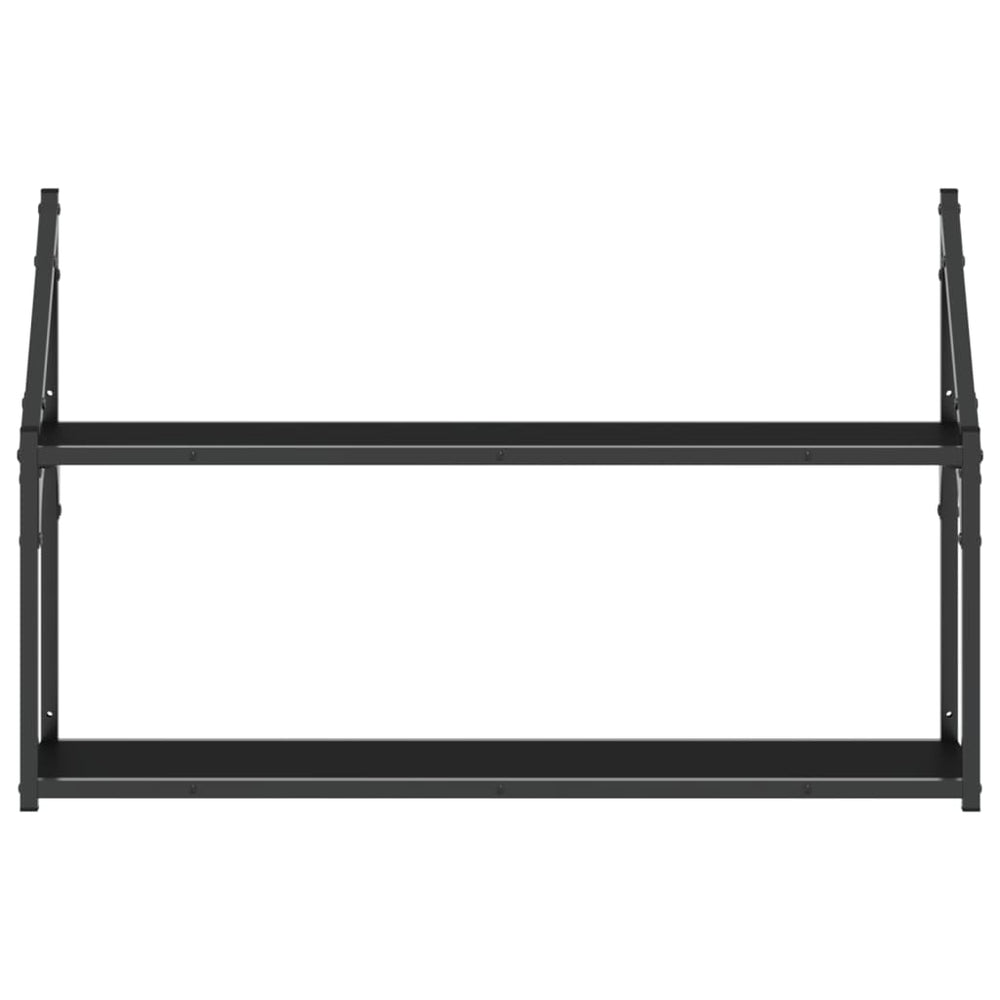 Wandrek 2-laags 80x21x51 cm bewerkt hout zwart MeubelReus