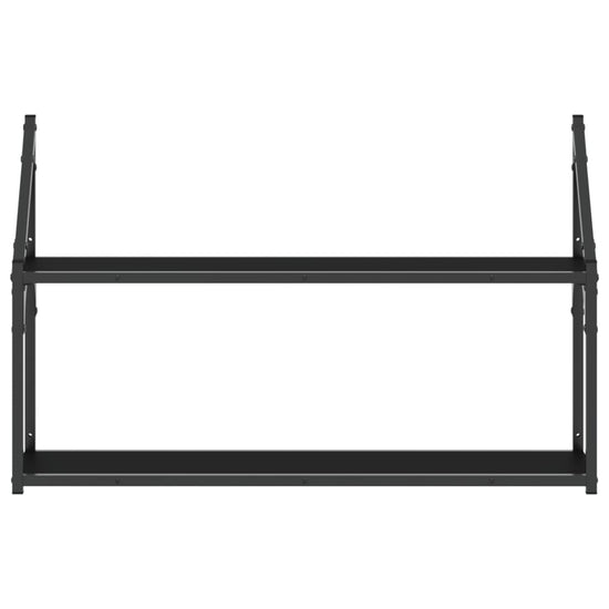 Wandrek 2-laags 80x21x51 cm bewerkt hout zwart MeubelReus