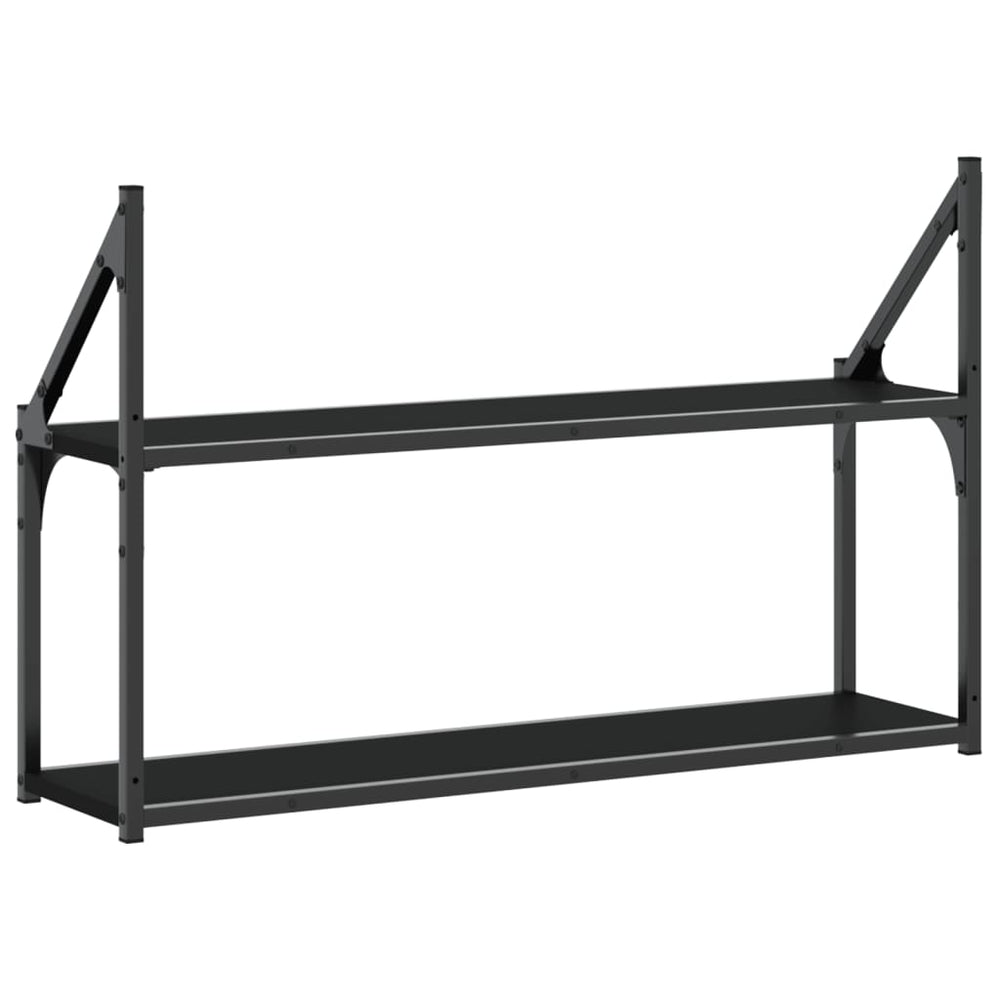 Wandrek 2-laags 80x21x51 cm bewerkt hout zwart MeubelReus