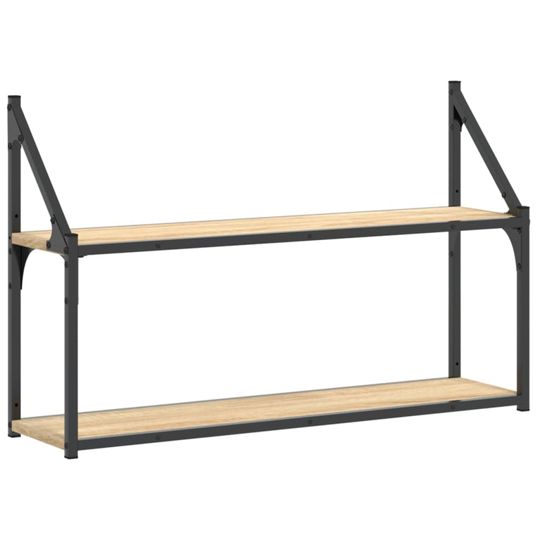 Wandrek 2-laags 80x21x51 cm bewerkt hout sonoma eikenkleurig MeubelReus