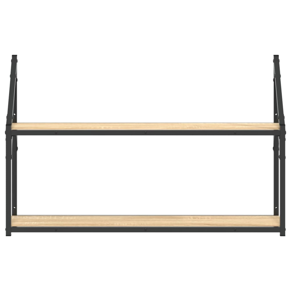 Wandrek 2-laags 80x21x51 cm bewerkt hout sonoma eikenkleurig MeubelReus
