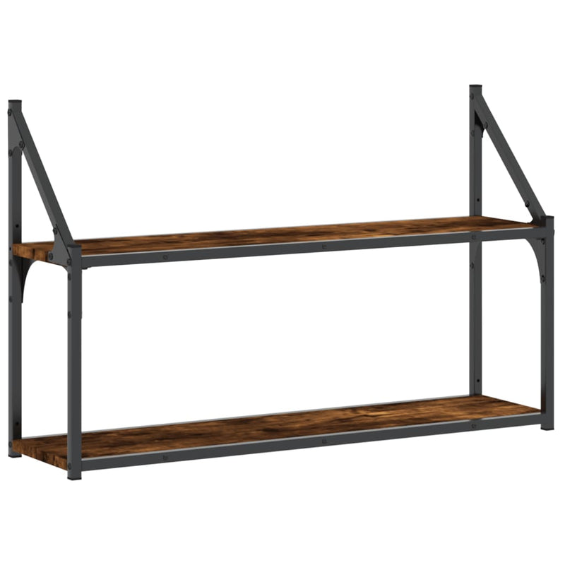 Wandrek 2-laags 80x21x51 cm bewerkt hout gerookt eikenkleurig MeubelReus