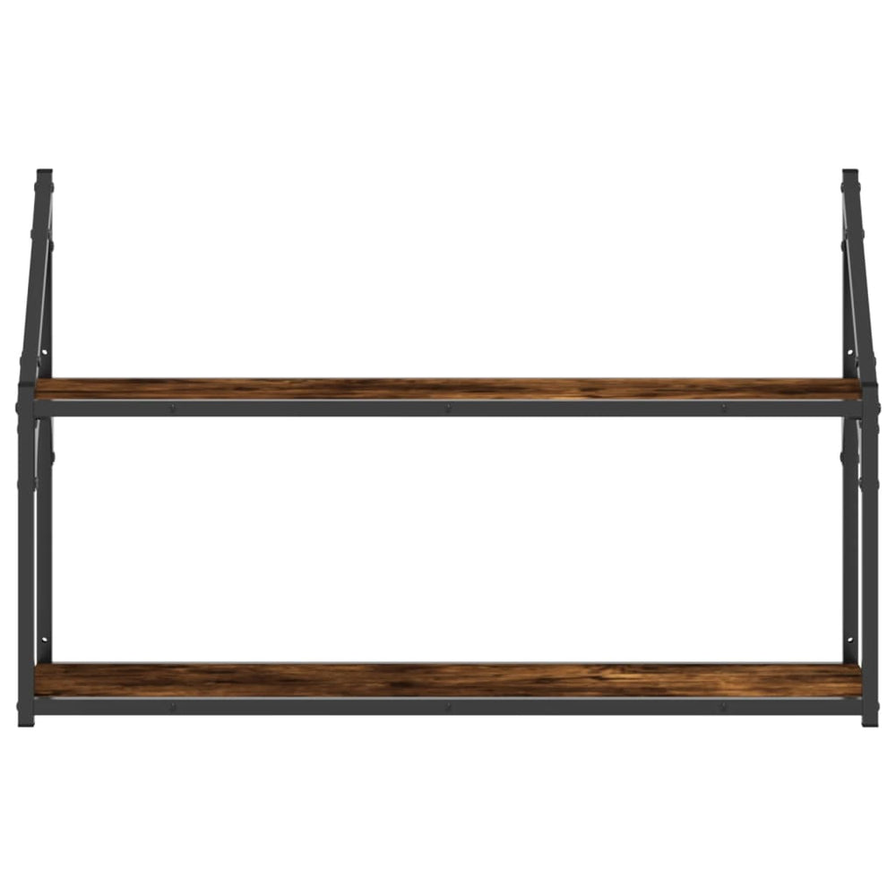 Wandrek 2-laags 80x21x51 cm bewerkt hout gerookt eikenkleurig MeubelReus