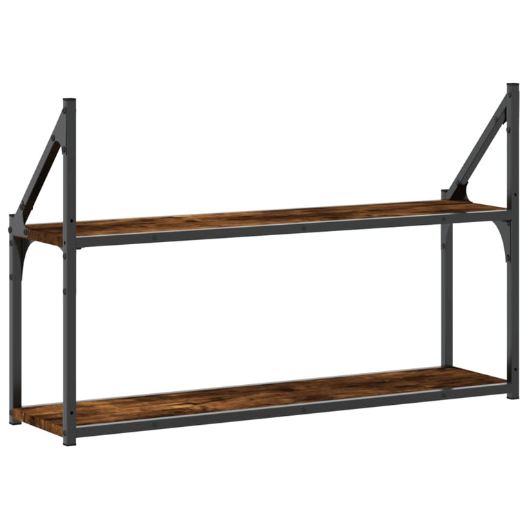 Wandrek 2-laags 80x21x51 cm bewerkt hout gerookt eikenkleurig MeubelReus
