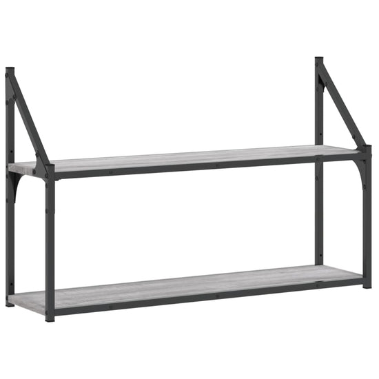 Wandrek 2-laags 80x21x51 cm bewerkt hout grijs sonoma eiken MeubelReus
