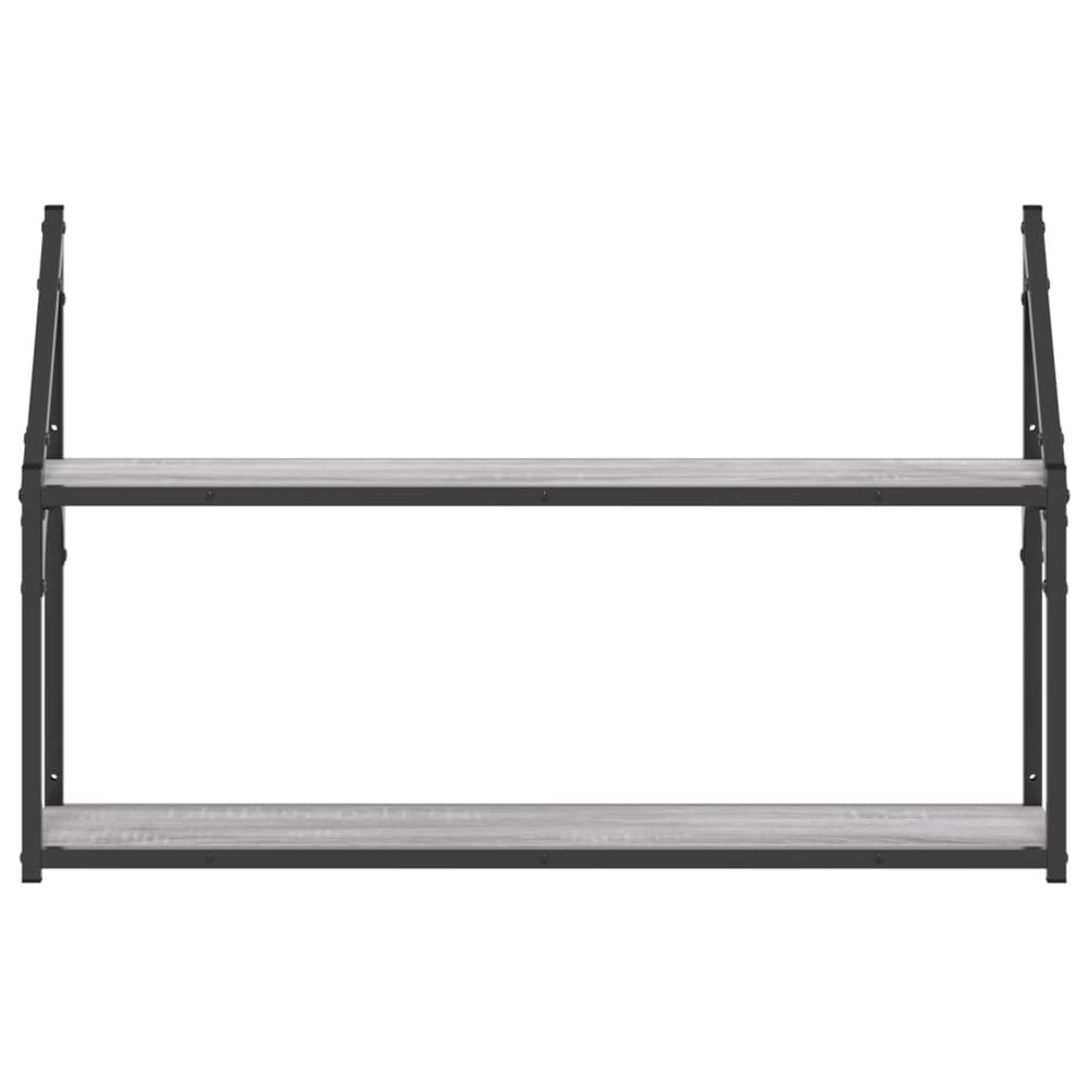 Wandrek 2-laags 80x21x51 cm bewerkt hout grijs sonoma eiken MeubelReus