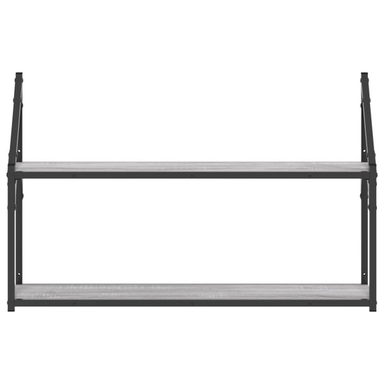 Wandrek 2-laags 80x21x51 cm bewerkt hout grijs sonoma eiken MeubelReus