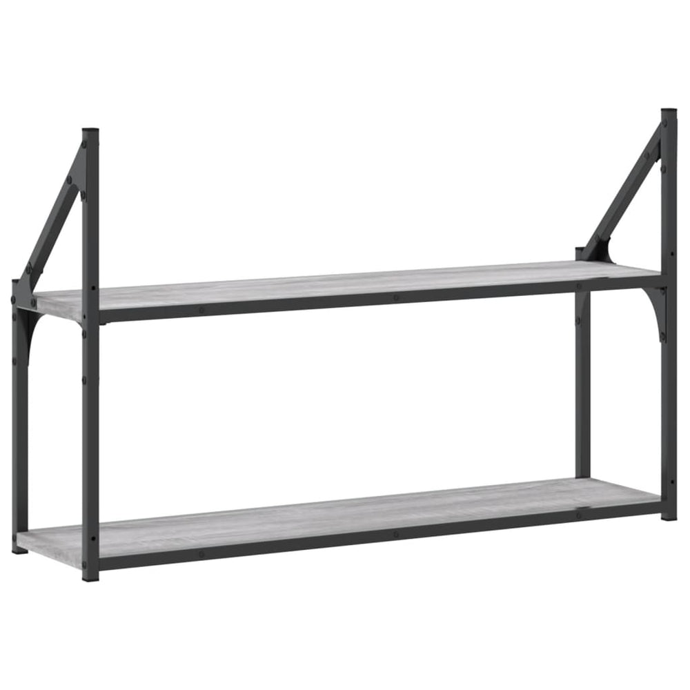 Wandrek 2-laags 80x21x51 cm bewerkt hout grijs sonoma eiken MeubelReus