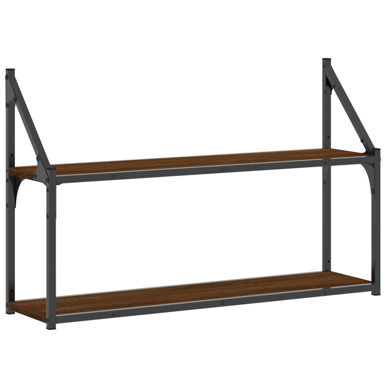Wandrek 2-laags 80x21x51 cm bewerkt hout bruin eikenkleur MeubelReus