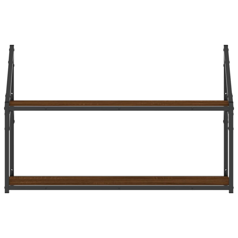 Wandrek 2-laags 80x21x51 cm bewerkt hout bruin eikenkleur MeubelReus