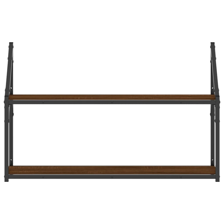 Wandrek 2-laags 80x21x51 cm bewerkt hout bruin eikenkleur MeubelReus