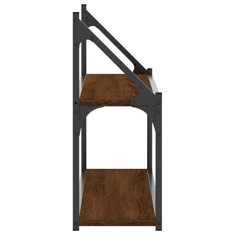 Wandrek 2-laags 80x21x51 cm bewerkt hout bruin eikenkleur MeubelReus