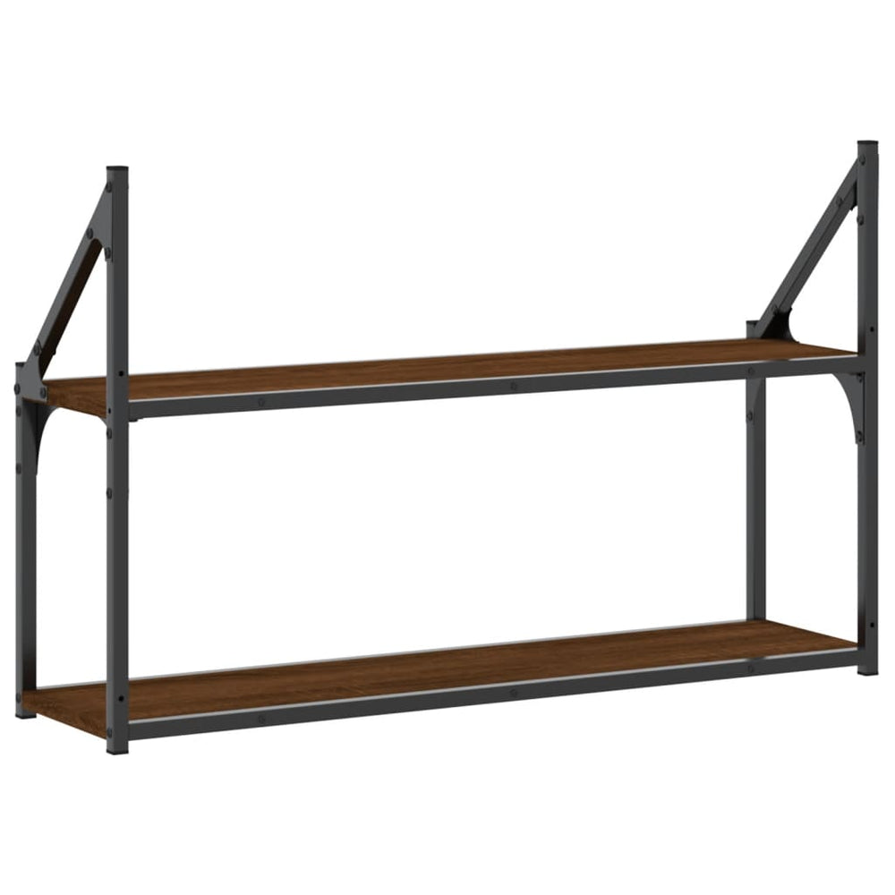 Wandrek 2-laags 80x21x51 cm bewerkt hout bruin eikenkleur MeubelReus