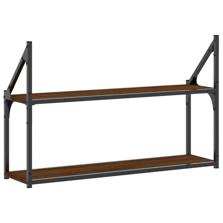Wandrek 2-laags 80x21x51 cm bewerkt hout bruin eikenkleur MeubelReus