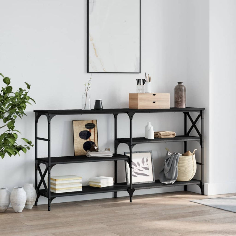 Wandtafel 150x29x76,5 cm bewerkt hout zwart MeubelReus