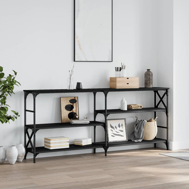 Wandtafel 180x29x76,5 cm bewerkt hout zwart MeubelReus
