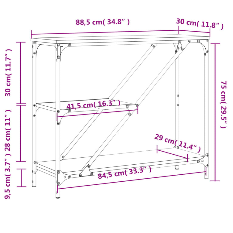 Wandtafel 88,5x30x75 cm bewerkt hout sonoma eikenkleurig MeubelReus