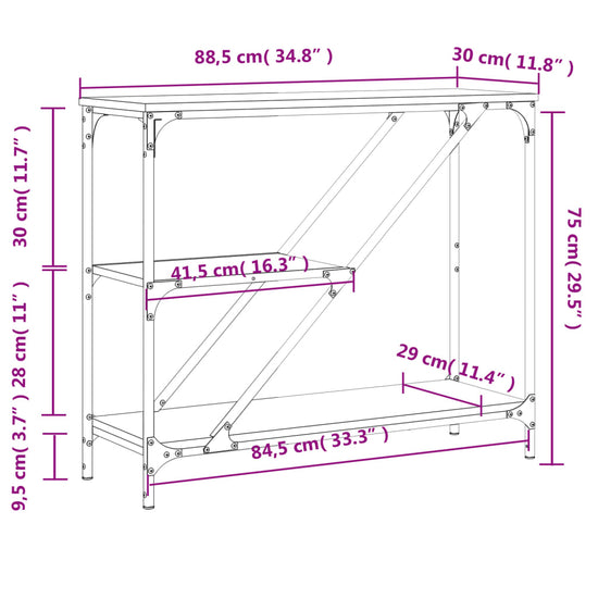 Wandtafel 88,5x30x75 cm bewerkt hout gerookt eikenkleurig MeubelReus