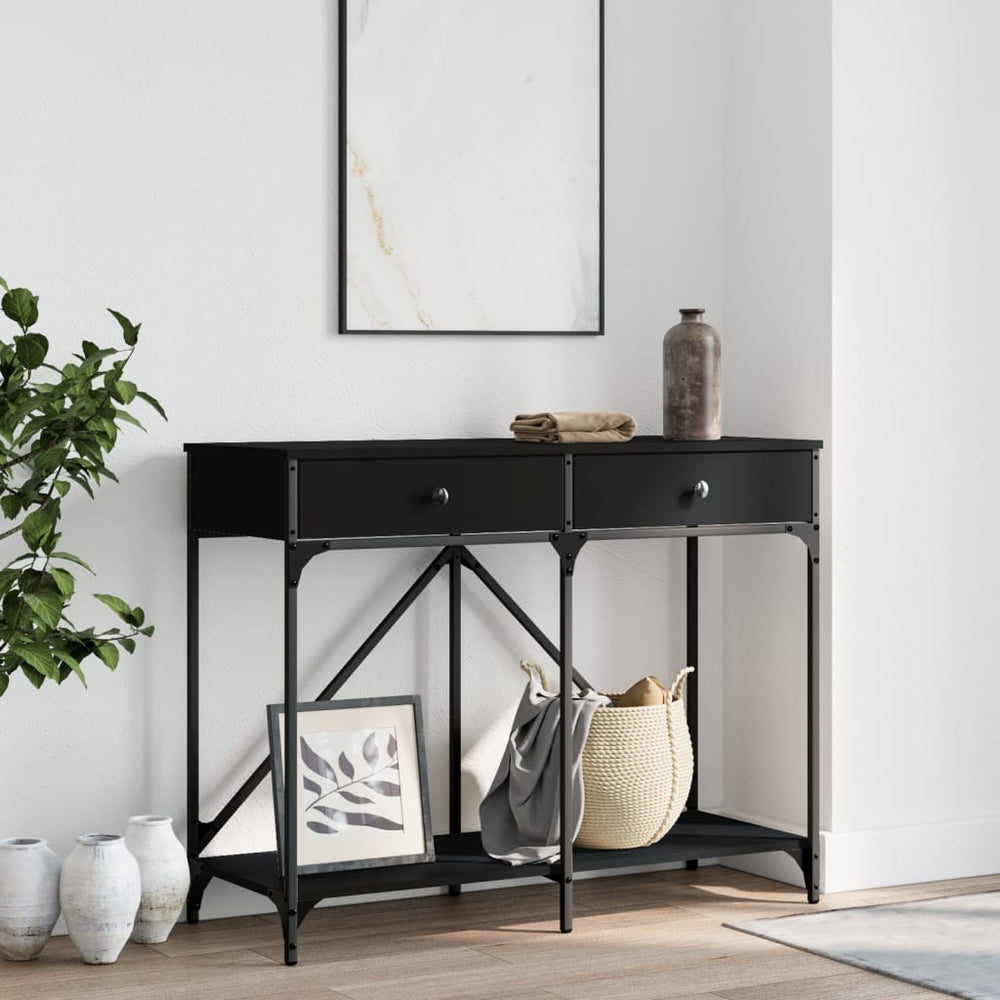 Wandtafel 100x39x78,5 cm bewerkt hout zwart MeubelReus