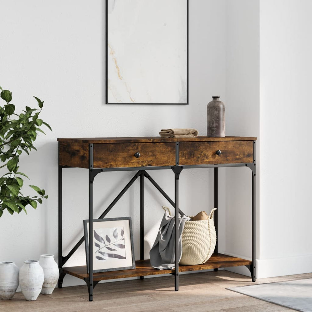 Wandtafel 100x39x78,5 cm bewerkt hout gerookt eikenkleurig MeubelReus