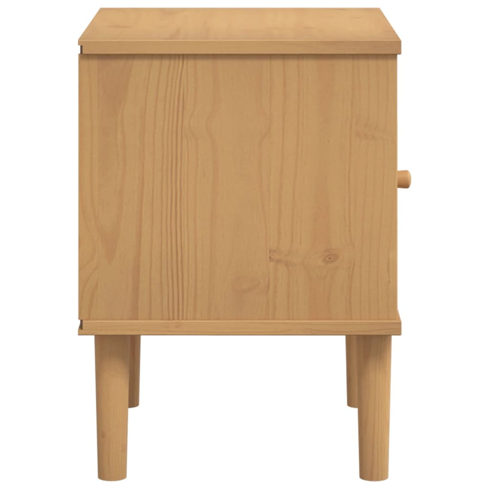 Nachtkastje SENJA rattan-look 40x35x48 cm grenenhout bruin MeubelReus