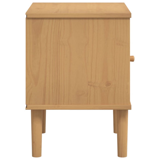 Nachtkastje SENJA rattan-look 40x35x48 cm grenenhout bruin MeubelReus
