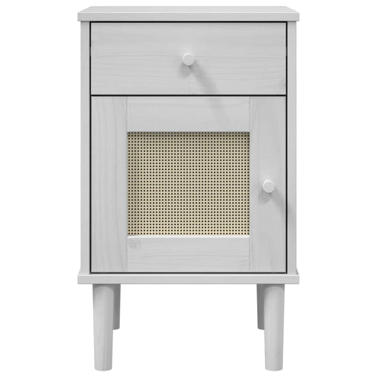 Nachtkastje SENJA rattan-look 40x35x65 cm grenenhout wit MeubelReus