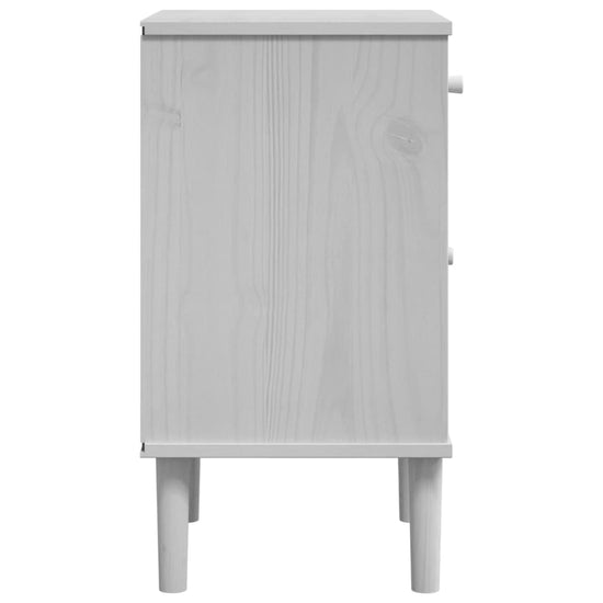 Nachtkastje SENJA rattan-look 40x35x65 cm grenenhout wit MeubelReus