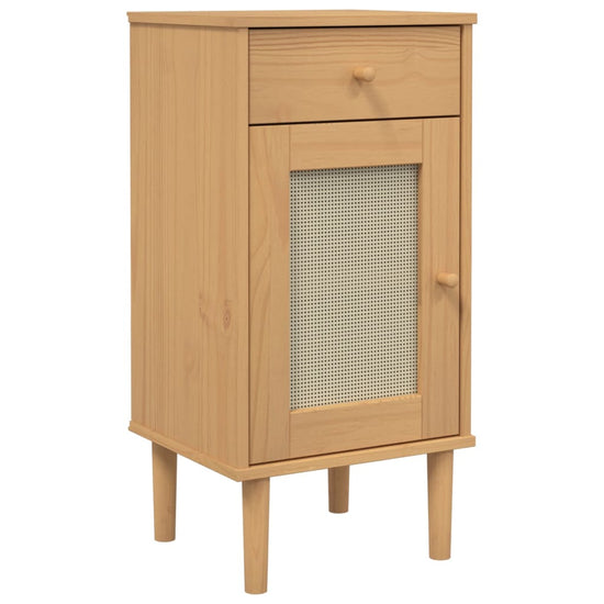 Dressoir SENJA rattan-look 80x35x80 cm massief grenenhout bruin MeubelReus