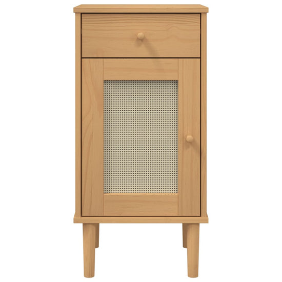Dressoir SENJA rattan-look 80x35x80 cm massief grenenhout bruin MeubelReus