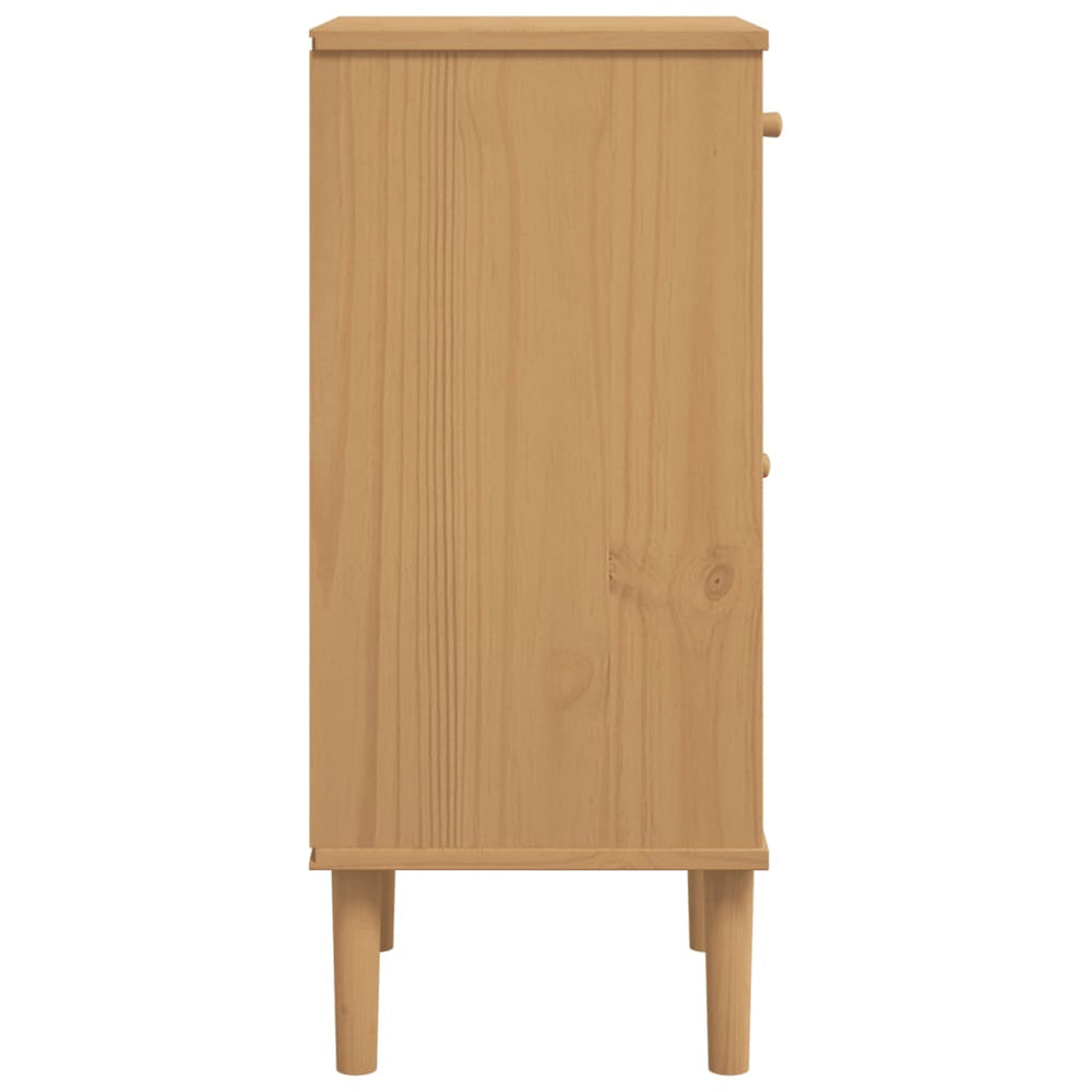 Dressoir SENJA rattan-look 80x35x80 cm massief grenenhout bruin MeubelReus