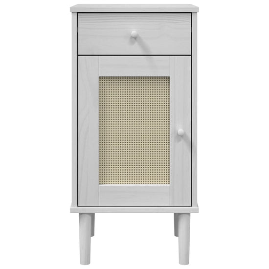 Nachtkastje SENJA rattan-look 40x35x80 cm grenenhout wit MeubelReus