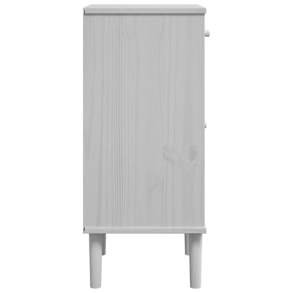 Nachtkastje SENJA rattan-look 40x35x80 cm grenenhout wit MeubelReus