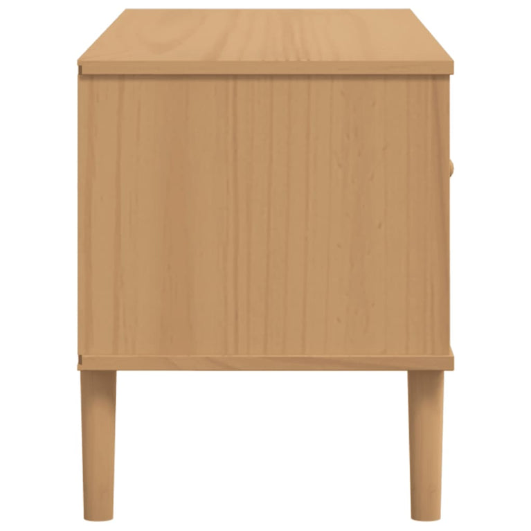 Tv-meubel SENJA 106x40x49 cm rattan massief grenenhout bruin MeubelReus