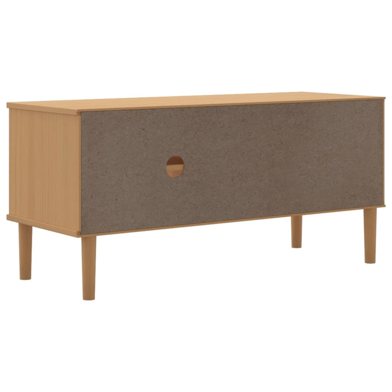 Tv-meubel SENJA 106x40x49 cm rattan massief grenenhout bruin MeubelReus