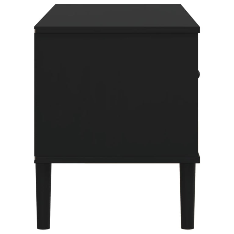 Tv-meubel SENJA 106x40x49 cm rattan massief grenenhout zwart MeubelReus