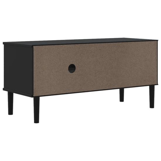 Tv-meubel SENJA 106x40x49 cm rattan massief grenenhout zwart MeubelReus