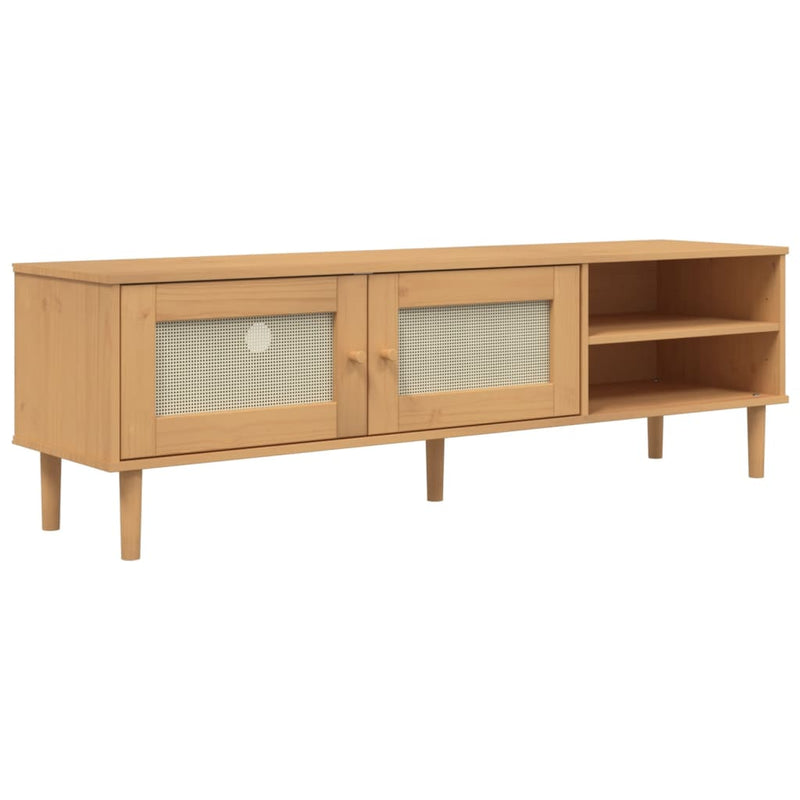Tv-meubel SENJA 158x40x49 cm rattan-look grenenhout bruin MeubelReus