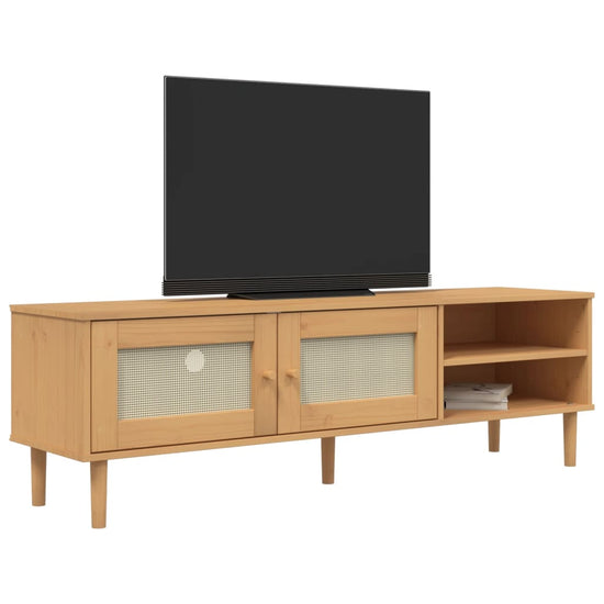 Tv-meubel SENJA 158x40x49 cm rattan-look grenenhout bruin MeubelReus