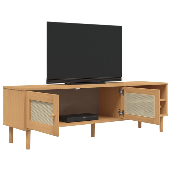Tv-meubel SENJA 158x40x49 cm rattan-look grenenhout bruin MeubelReus
